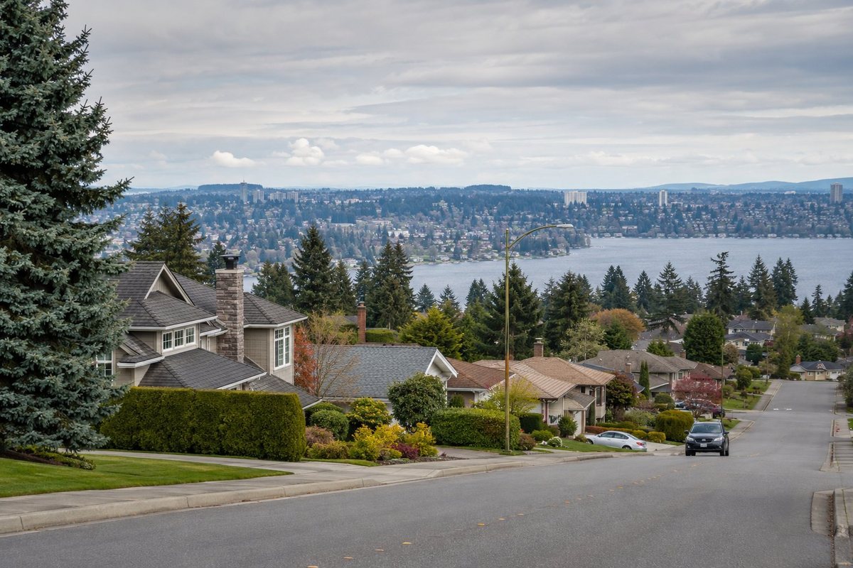 Lakeside residential neighborhood in Kirkland, Washington